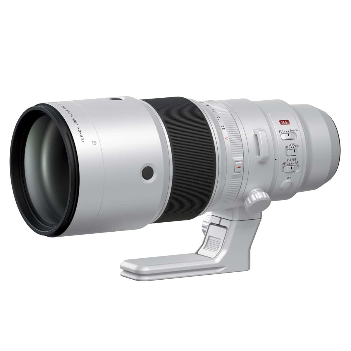 Fujinon XF500mm F5.6 R LM OIS WR Teleobjektiv auf Stativ.